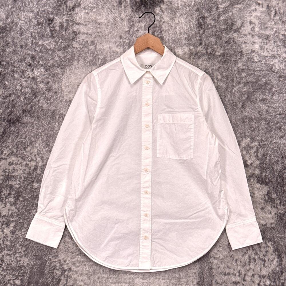 COS Shirt 2 Womens White 100% Cotton Poplin Broadcloth Oversize Button Down